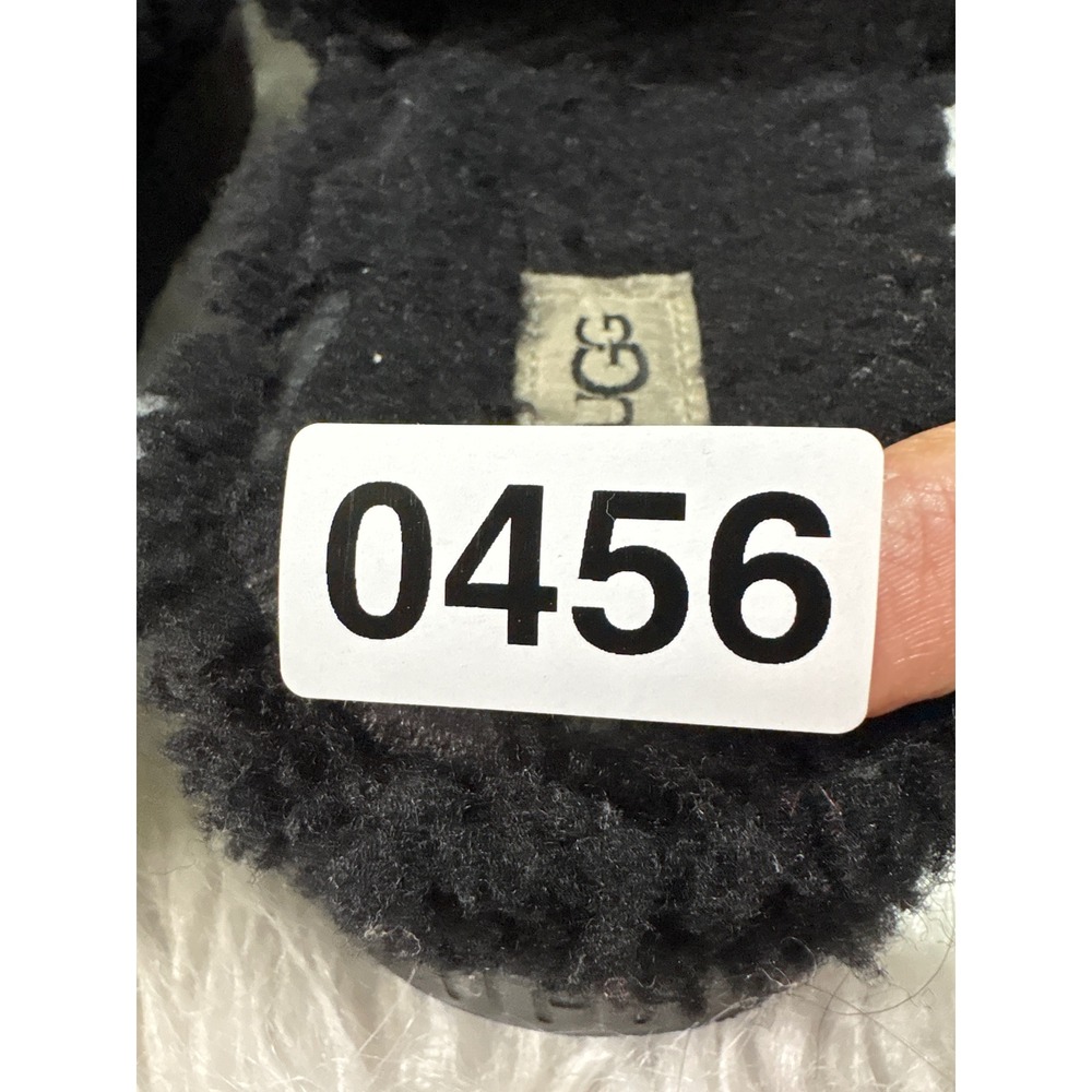 UGG Fluffita‎ Black Curly Sheepskin Platform Slide Sandals Womens Buckle Strap - Picture 8 of 8